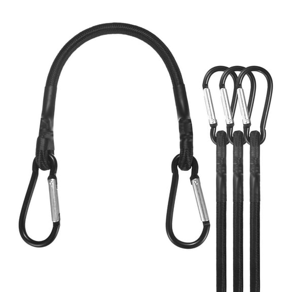 Uxcell 4-Pack Bungee Cords, 10.6 Inch High Elastic Canopy Tarp Tie Down Bungee Straps with Aluminium Hooks [Black]
