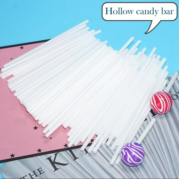 zanvin 100 PCS Cake Sticks, 6-inch Lollipop Sticks, Plastic Hollow Stick, for Cakepop, Lollipop, Hard Candy, Suckers, Chocolate