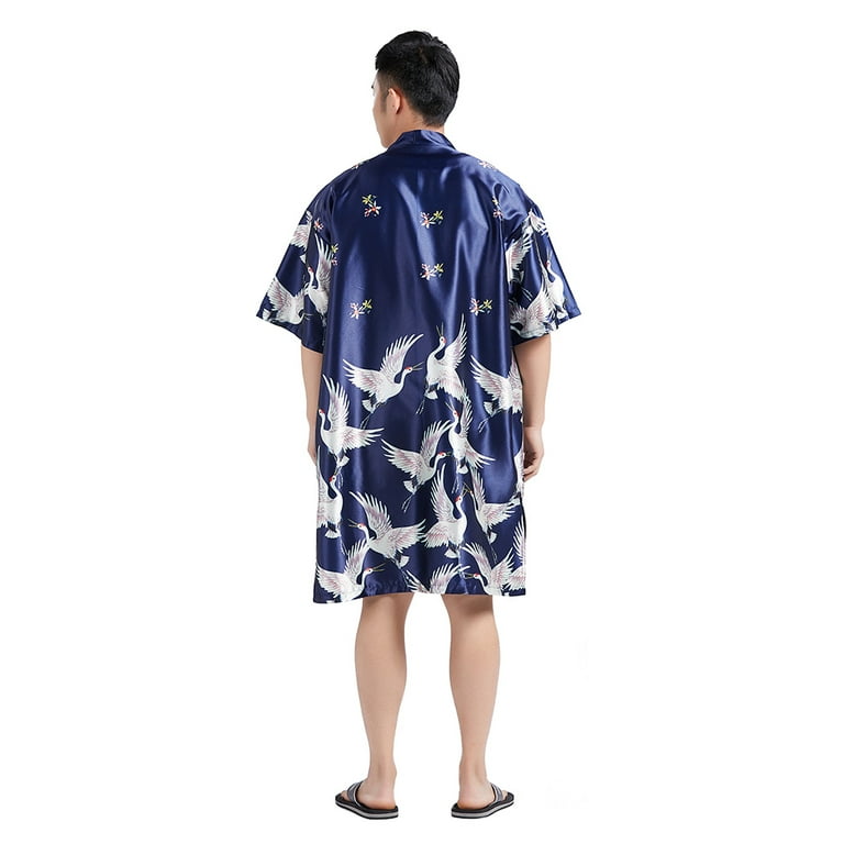 Mens Japanese Kimono Coat Loose Yukata Outwear Long Bathrobe Tops Retro  Casual