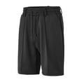 thumbnail image 4 of Work Shorts Men European Solid Color Drawstring Waistband Pineapple Grid Business Beach Shorts Men Shorts Athletic Black M, 4 of 5