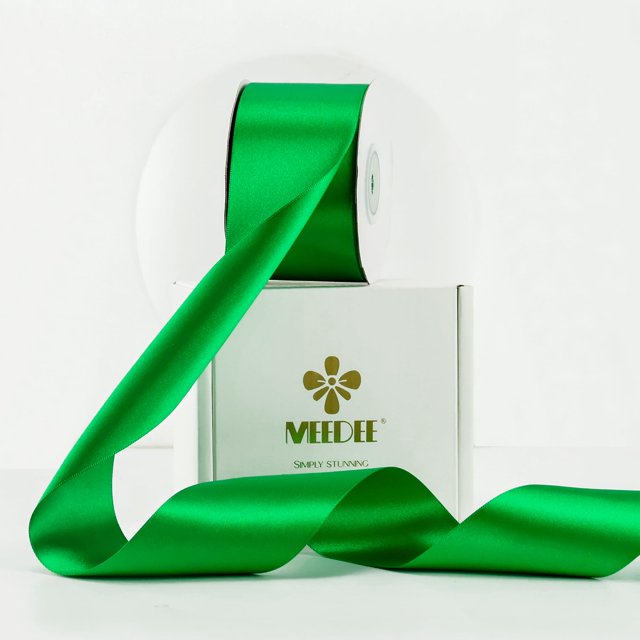 Cinta decorativa MEEDEE satinada de doble cara, 50 mm x 23 m, color verde