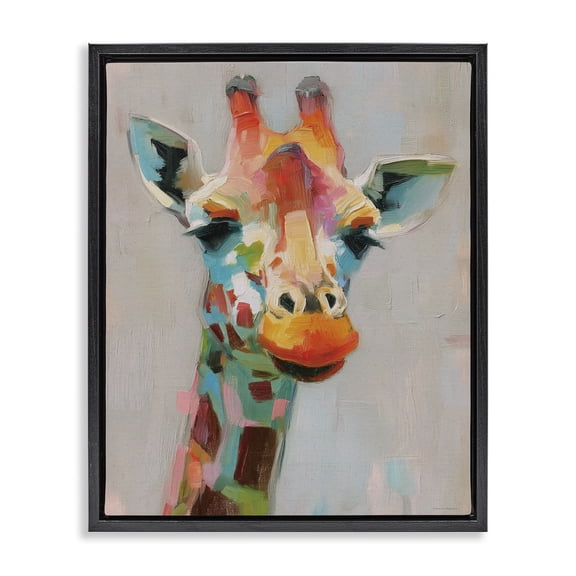 Stupell Industries Painterly Rainbow Giraffe Black Framed Floater Canvas Wall Art, design by Svetlana Aleynikova