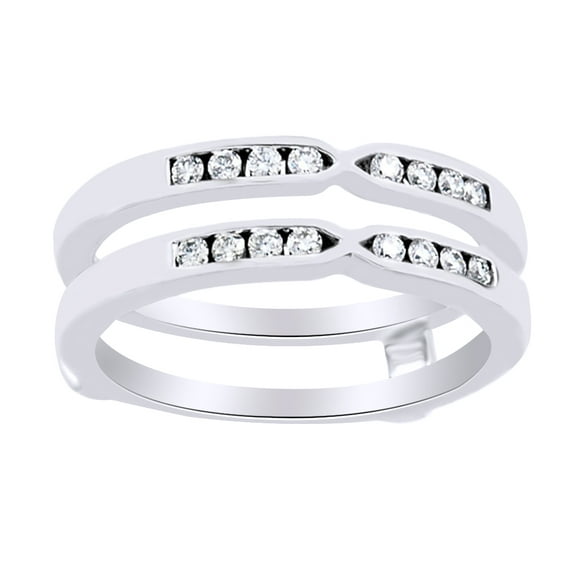 AFFY Round Shape White Diamond Ring Guard Enhancer In 14K White Gold (0.25 Cttw)