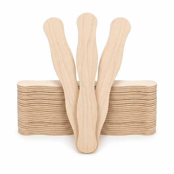 Slaprin 8 inch Craft Sticks, 50 Pack Wood Wavy Sticks, Fan Handles, Large Popsicle Sticks for Crafts, Wedding Programs, DIY Crafting, Painting Mixing
