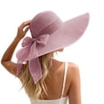 thumbnail image 5 of IUYRTFE Women's Summer Wide Brim Floppy Straw Sun Hat with Ribbon Bow Detail for Beach Vacation Headwear, 5 of 5
