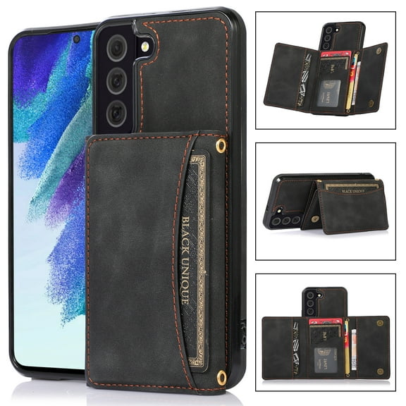 Allytech Slim Wallet Case for Samsung Galaxy S23, Business Premium PU Leather Multi-Card Slots Anti-Drop Anti-Scratch Full Body Protection Kickstand Case for Samsung Galaxy S23 - Black