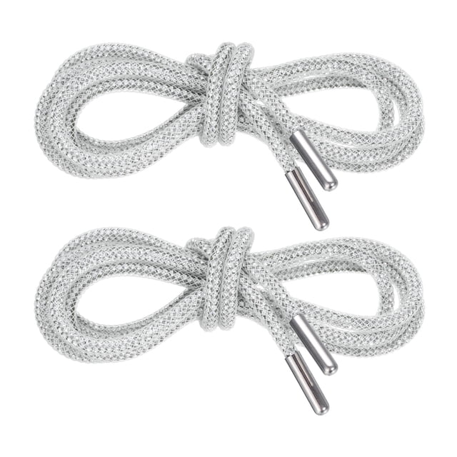 2 piezas de cordones de zapato con piedras preciosas y red de 55" para reemplazo de pantalones de chándal, pantalones cortos y zapatillas, blanco