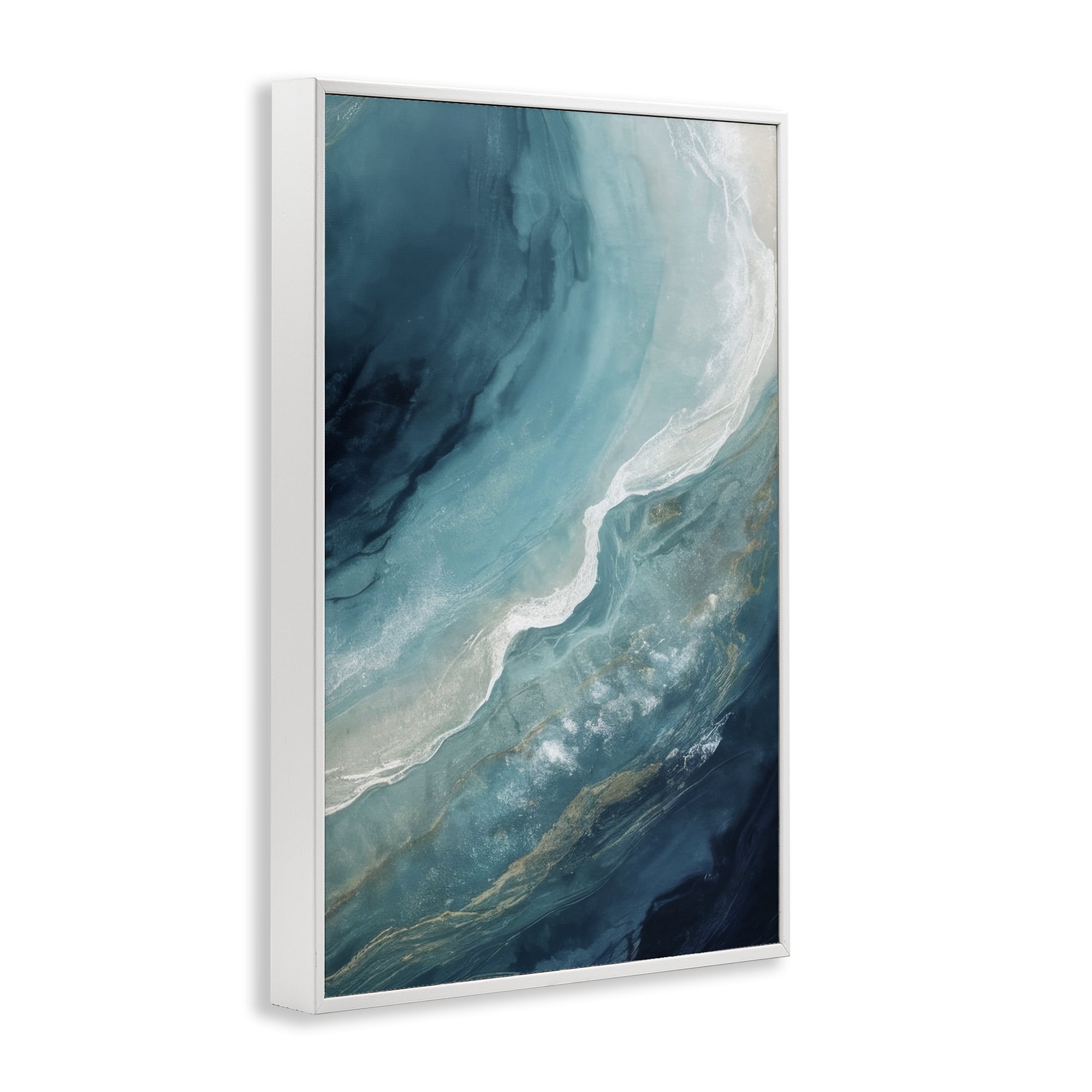 Stupell Industries Splashing Marine Currents Coastal Painting White Framed Art Print Wall Art, 12 x 18