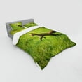 thumbnail image 3 of Fox Duvet Cover Set, Red Fox Jumping Running in Fresh Green Grass Daytime Nimble Clever Ferocious Canine, Bedding Set with Shams and Fitted Sheet, 3 Sizes, by Ambesonne, 3 of 3