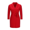thumbnail image 5 of Uootdi Womens Blazer Dresses Notch Lapel 3/4 Sleeve Wrap Belted Slim Fit Mini Dresses Bodycon Dresses Office Style Gift, 5 of 8