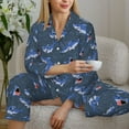 thumbnail image 6 of Lsque Cartoon Shark Pattern Long Sleeve Pajama Set for Women - Soft 2-Piece Sleepwear and Loungewear Set with Pockets, Comfy Nightwear-Small, 6 of 7