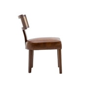 Guyou Modern Rattan Backrest Dining Chairs Set of 2, Mid-century Farmhouse Faux Leather Upholstered Kitchen Chairs Solid Wood Side Chairs for Kitchen Dining Room Living Room, Brown
