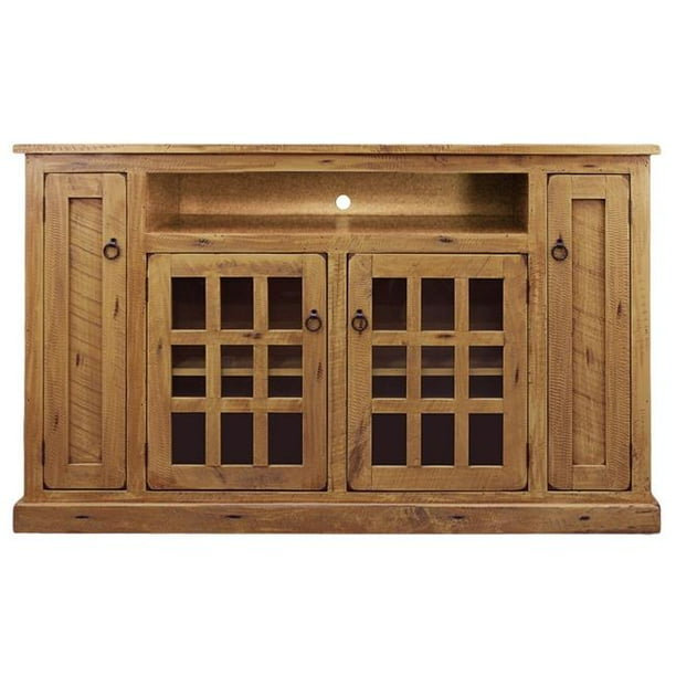 American Heartland 30867WH Rustic Tall TV Stand with 3 Fixed Wood