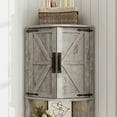thumbnail image 4 of Vabches Farmhouse 64.8" Tall Corner Cabinet with 4 Doors and 5 Storage Shelves, Corner Storage Cabinet for Kitchen, Living Room, Grey, 4 of 9