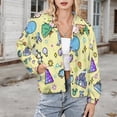 thumbnail image 3 of Jackets for Women Winter Coat Jackets Flannel Stand Collar Jacket(Meet Me at My Happy Place Yellow Pattern,Size:S-4XL), 3 of 7