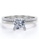 thumbnail image 1 of JeenMata Anillo Nupcial de 1,50 Quilates con Corte Princesa, Engaste en Garras y Detalles Pavé en Baño de Oro Blanco de 18 K sobre Plata (Personaliza la Banda de Tu Anillo de Bodas), 1 of 6