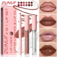 thumbnail image 4 of DUNUF 3 In 1 Matte Lipglaze Lip Liner Moisturize Clear Lip Oil Set Cosmetics Waterproof Long lasting Plumer Mirror Lips Gloss, 4 of 5