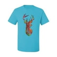 thumbnail image 2 of Trippy Colorful Buck Head Rainbow Hunting Deer Mosaic Animal Lover Men's Graphic T-Shirt, Light Turquoise, 2XL, 2 of 3