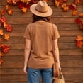 thumbnail image 7 of Halloween Women's Fall Short-Sleeve T-Shirts Autumn Pumpkin Printed Tshirts Western Country Music Graphic Tees Light Brown S, 7 of 7
