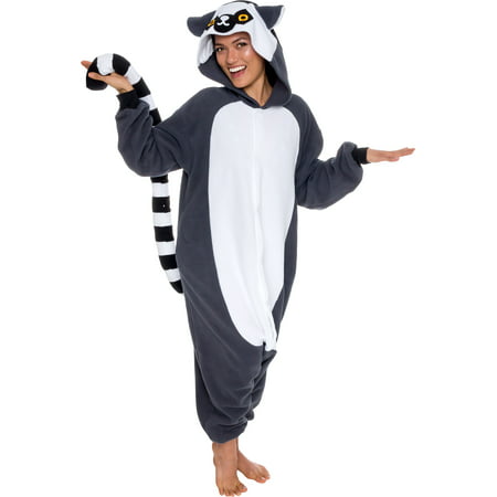 SILVER LILLY Unisex Adult Plush Lemur Animal Cosplay Costume Pajamas