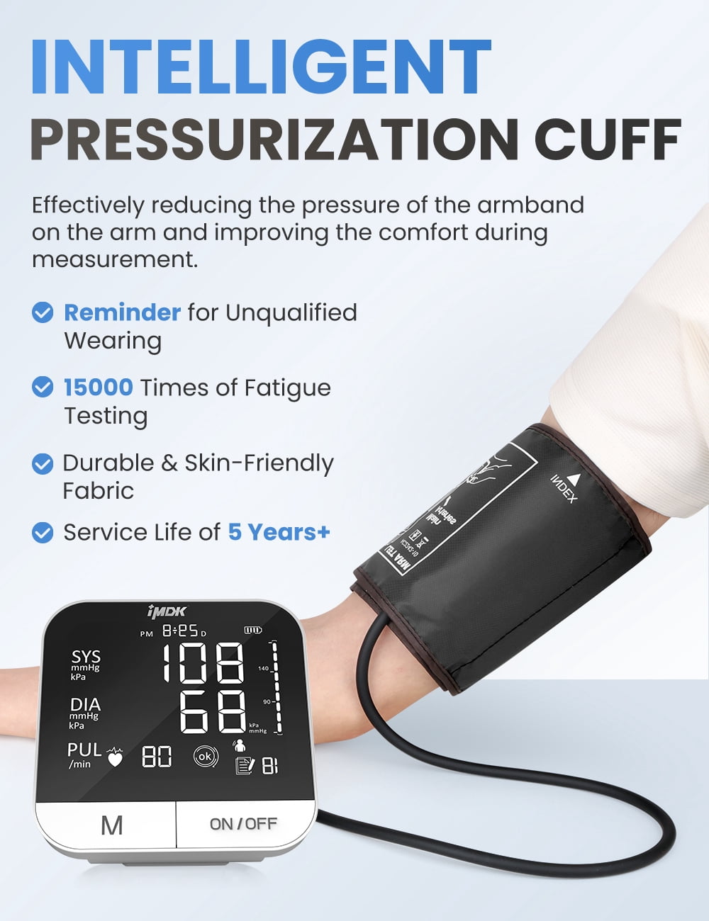 IMDK Blood Pressure Monitors - Arm Blood Pressure Monitors for Home Use, Accuracy of ±3 mmHg, Cuff '8.7-16.5' inch Adjustable, Hypertension Management APP for iOS & Android