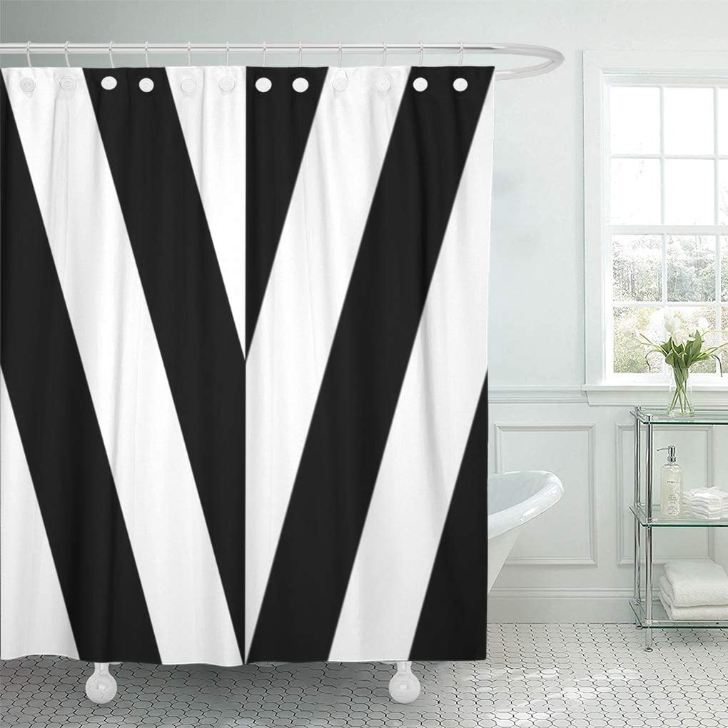 Yusdecor Modern Black White Herringbone Geometric Elegant Chevron Patio Chic Bathroom Decor Bath Shower Curtain 60x72 Inch Walmart Canada