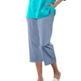 thumbnail image 2 of Clearance under 10$ Sevevn Women's Linen Loose Pants Button Elastic Waist Casual Straight Tube Pants Capris Deal of the Week Sky Blue M, 2 of 5
