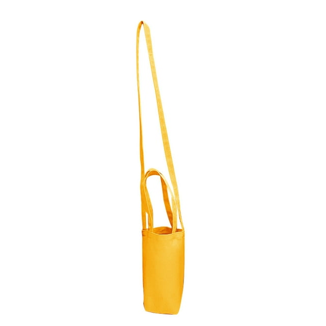 Yuarrent Bolsa para botella de agua, reutilizable, plegable, portátil, para bebidas, bolsa portavasos, bandolera de Color sólido, bolsa de Almacenamiento y organización del hogar Amarillo