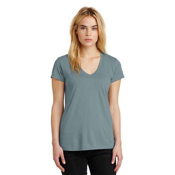 Camiseta de manga corta con cuello en V Everyday para mujer de Alternative, niebla azul, talla mediana Ropa alternativa 02840MR-412
