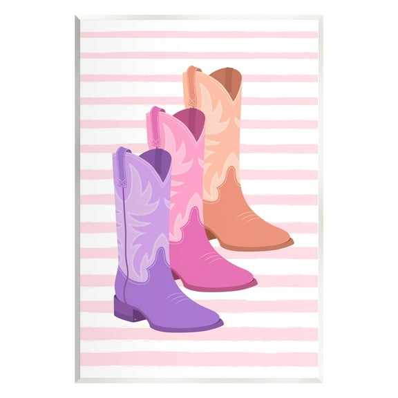Stupell Industries Striped Pastel Cowgirl Boots Beauty & Fashion Painting Unframed Art Print Wall Art, 10 x 15