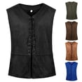 thumbnail image 6 of Lohuatrd Men Vintage Vest Medieval V Neck Sleeveless Lace Up Cardigan Solid Color Thin Steampunk Renaissance Gothic Style Waistcoat, 6 of 8