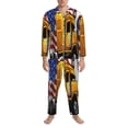 thumbnail image 3 of Xecao American Truck Print Pajamas Set Mens Pajamas Long Sleeve Loungewear Two-Piece Sleepwear Button-Down Pjs Set,2PJS-Small, 3 of 7