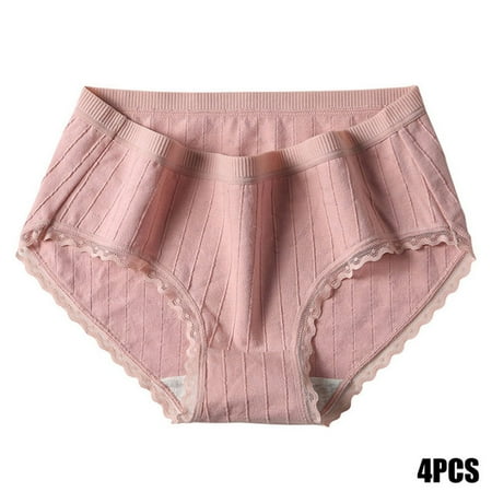 

Ssxinyu Pack of 4 Women Triangular Briefs Underwear Mid Waist Cotton Panties Full Coverage