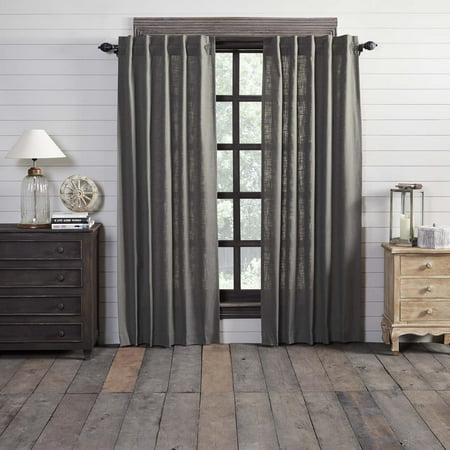 Charcoal Grey Farmhouse Curtains Regina Rod Pocket Cotton Tie Back(s) Textured Solid Color 84x40 Panel (Best Energy Efficient House)