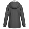 thumbnail image 6 of Women Plus Size Long Hooded Trench Jacket, Solid Color Waterproof Packable Windbreaker with Drawstring Waist & Pockets, Lightweight Breathable Outerwear for Hiking Travel Daily Outdoor, 6 of 8