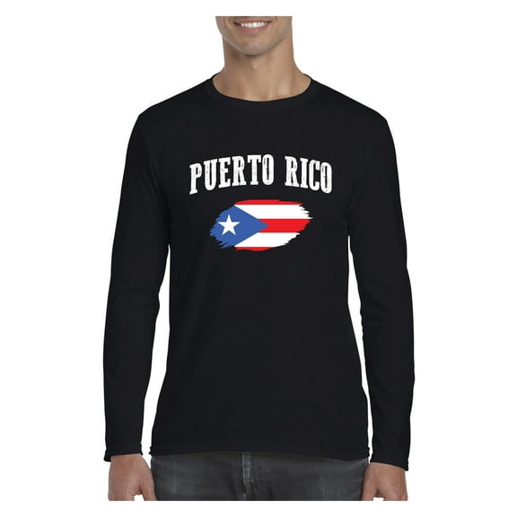 Mens Long Sleeve T-Shirts - Puerto Rico Flag