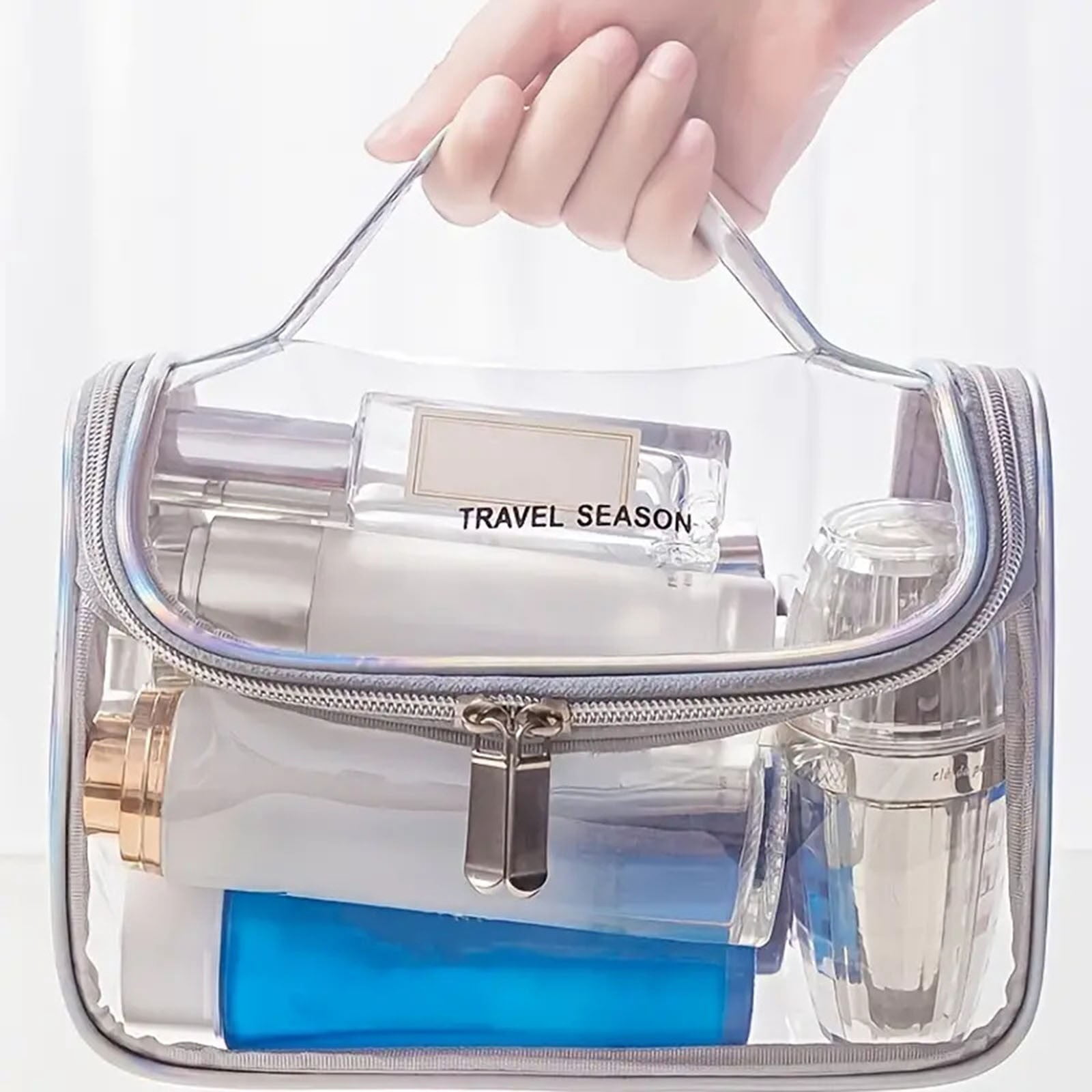 Barber Carrying Backpack Makeup Organizer with Handle Cosmetics Large Purse Makeup Organizer Makeup Brushes Holder Organizer Travel Brush Holder with Portable Makeup Organizer Clear