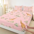 thumbnail image 3 of Castle Fairy Cartoon Lion Giraffe Elephant 4pcs Bed Sheets for Preppy Child,Jungle Animal King Sheets,Chic Floral Wildlife Super Cozy Sheet Set,Breathable Home Decor, 3 of 7