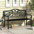 thumbnail image 5 of Costway 50" Porch Bench with Ergonomic Backrest & Armrests Floral Patterns Curved, 5 of 10
