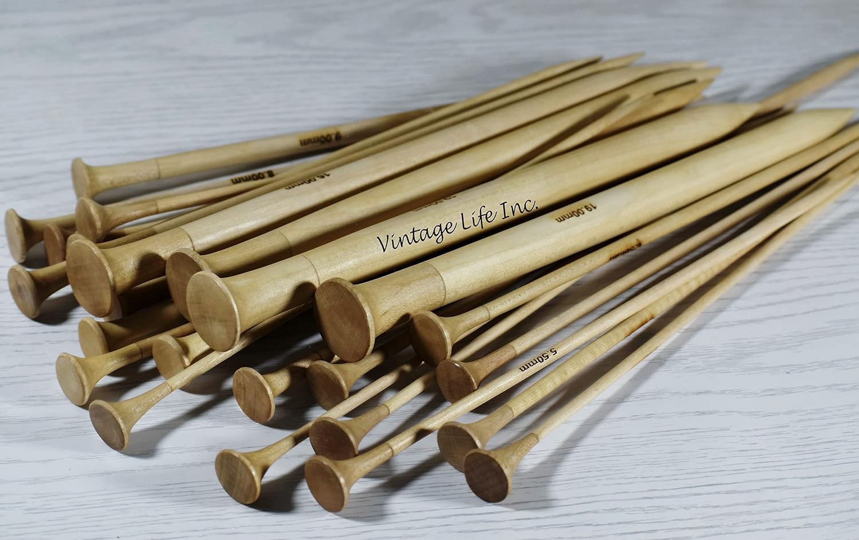 DnU Avenue Yarn Knitting Needles Rosewood & Maple Crafted for Arthritic Hands, Superior Quality, Wood Needles, Buffed Wax Finish, Soft Grip, Stitching Accessories, Brown (Maple Wood, Set of 13)