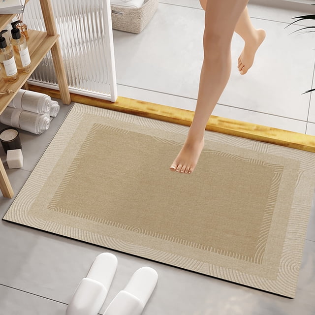 Fiudx Alfombrilla de Baño de Diatomita, Superabsorbente y de Secado Rápido, con Base de Goma Antideslizante, Diseño Moderno y Elegante, Cómoda Experiencia de Ducha y Baño, Accesorio Multiusos para El