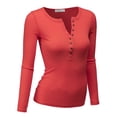 thumbnail image 2 of Doublju Women's Thermal Henley Long Sleeve Top with Plus Size, 2 of 4
