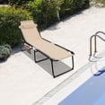 thumbnail image 2 of Lounge Chairs for Outside, Extra High Folding Beach Tanning Lounger with Adjustable Backrest, Footrest & Removable Pillow, Sunbathing Lounge for Patio, Poolside (2, Sand with Pocket), 2 of 18