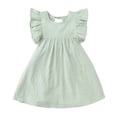 thumbnail image 3 of Tfken Comfy Dresses For Girls Soft Travel Holiday Solid Color Flutter Sleeve Comfortable Dresses Fashion For Party Summer Child Classic Clothes Size 6-7 Years, 3 of 6