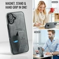 thumbnail image 4 of Mangetic Case for Apple iPhone 16, Foldable Kickstand Slim Fit Back Cover Compatible with Car Mount Drop Protective Shockproof Phone Case for iPhone 16, Gray, 4 of 6