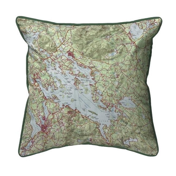 Betsy Drake ZP967 22 x 22 in. Lake Winnipesaukee, NH Nautical Map Extra Large Zippered Indoor & Outdoor Pillow