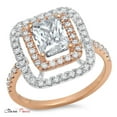 thumbnail image 6 of 2.63 ct Emerald Cut Genuine Cultured Diamond VS1-VS2 I-J 18K Rose White Gold Halo Promise Wedding Statement Engagement Designer Ring size 9.5, 6 of 7