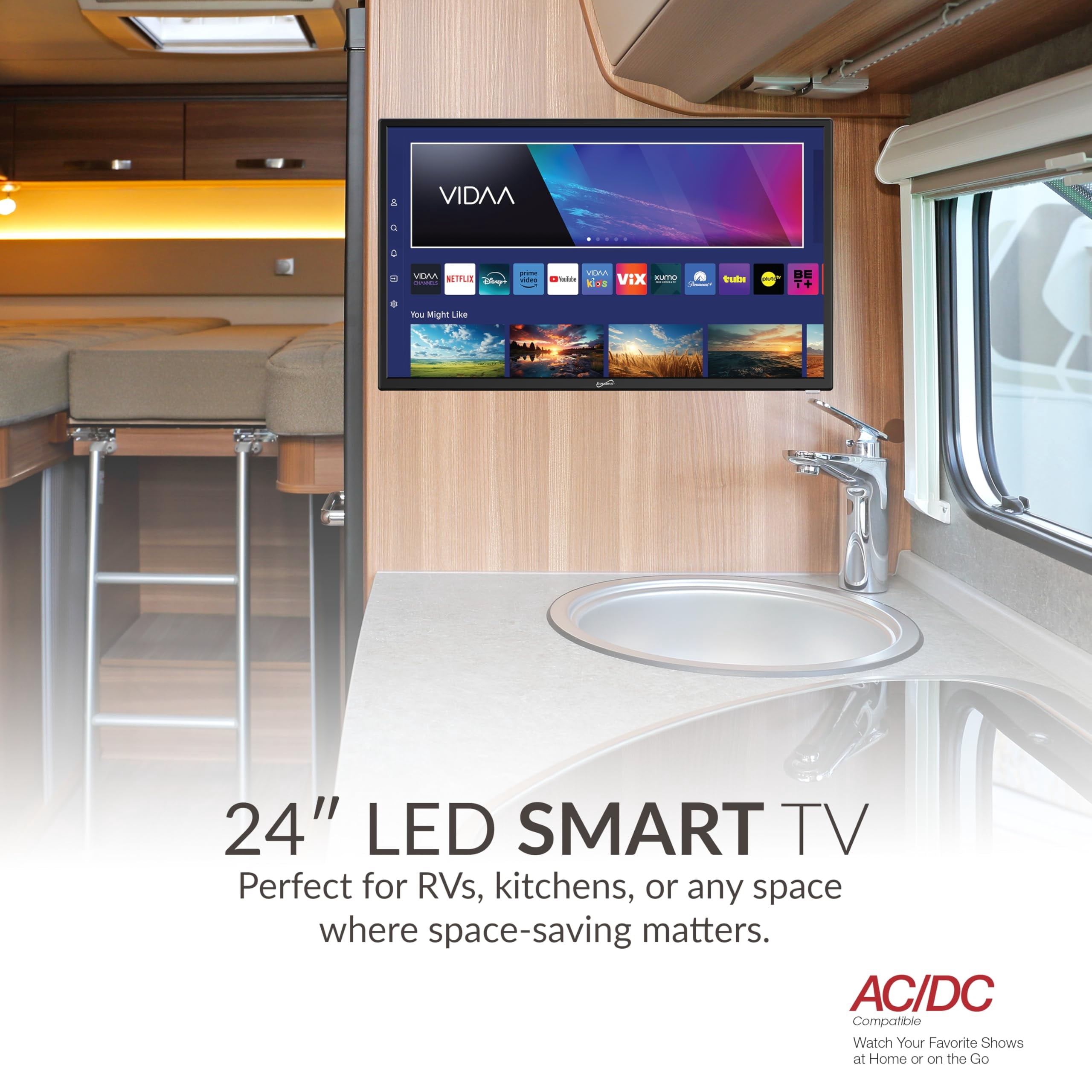 Supersonic Sc-2420vtv 24-in.-class 1080p Portable Led Smart Hdtv, Ac/dc Compatible, Sc-2420vtv