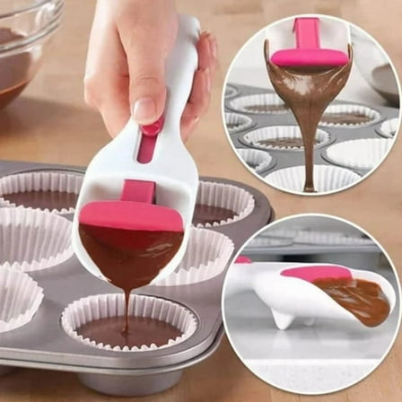1pcs Cake Batter Distribution Scoop, One-Touch Sliding Button Dispenses Batter, Home Dispenser Baking Tool