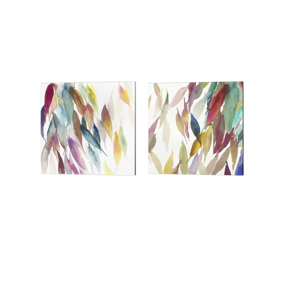 Fallen Colorful Leaves by Tom Reeves Canvas Art Set of 2 14 inch X 14 inch Each